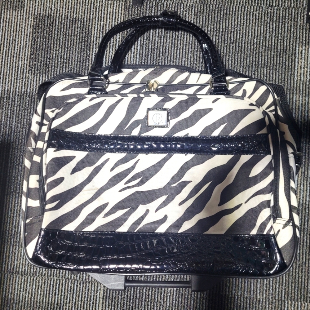 Zebra Print Bag/Briefcase w Black Accents, Lots of Sections, Great Condition